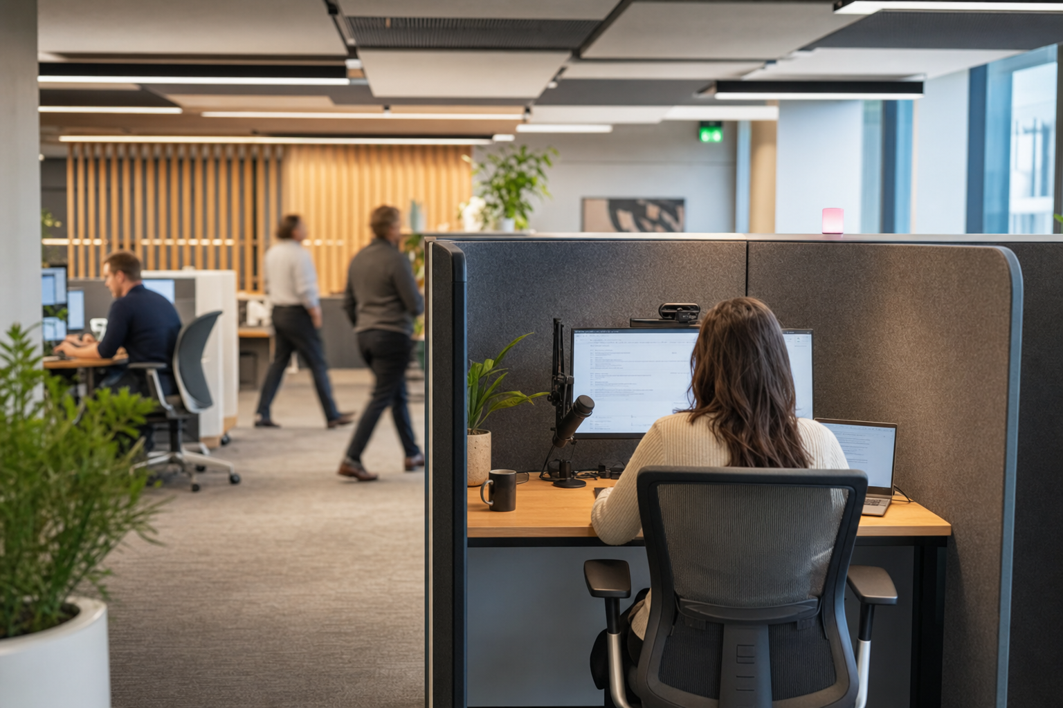 Akoestische werkplek voor online meetings